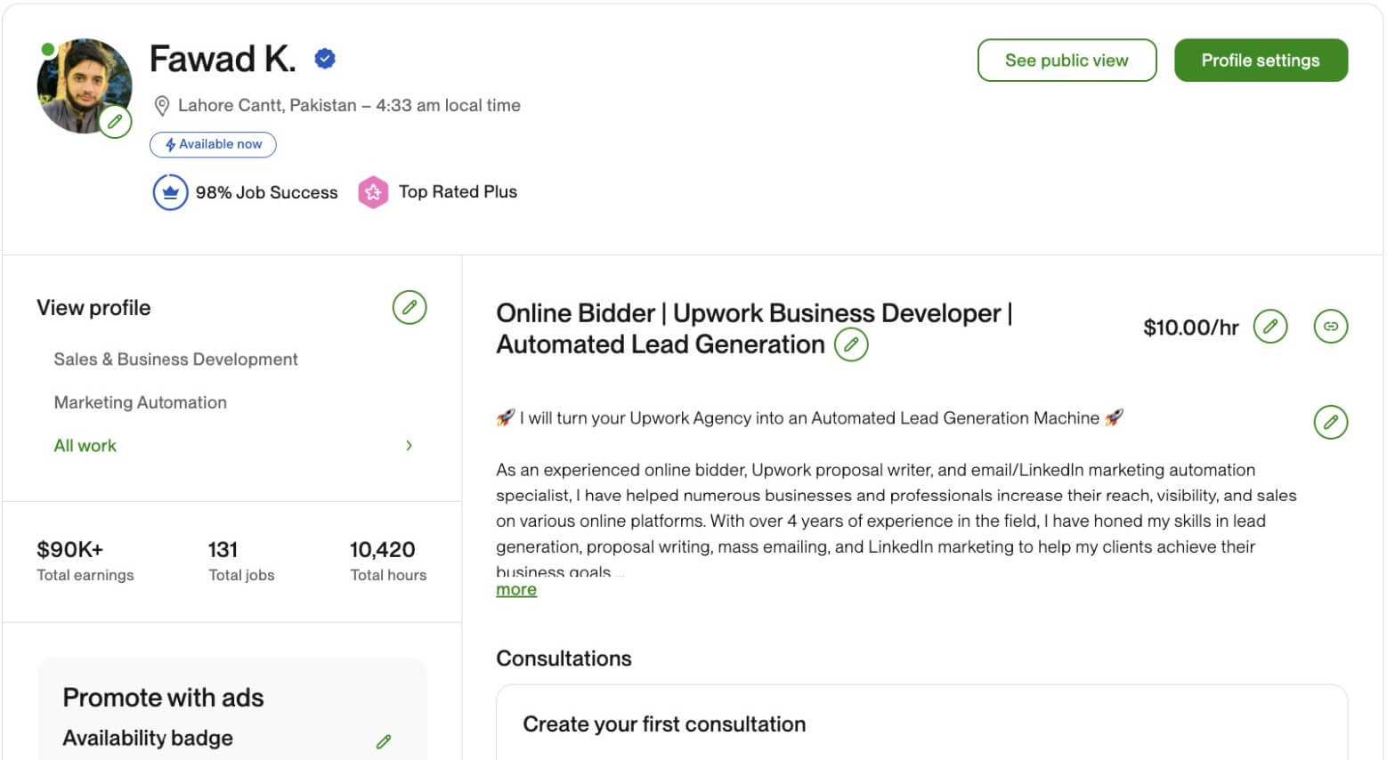 Upwork Profile