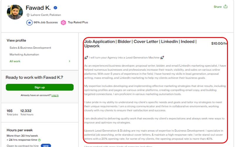 UPwork Profile Overview