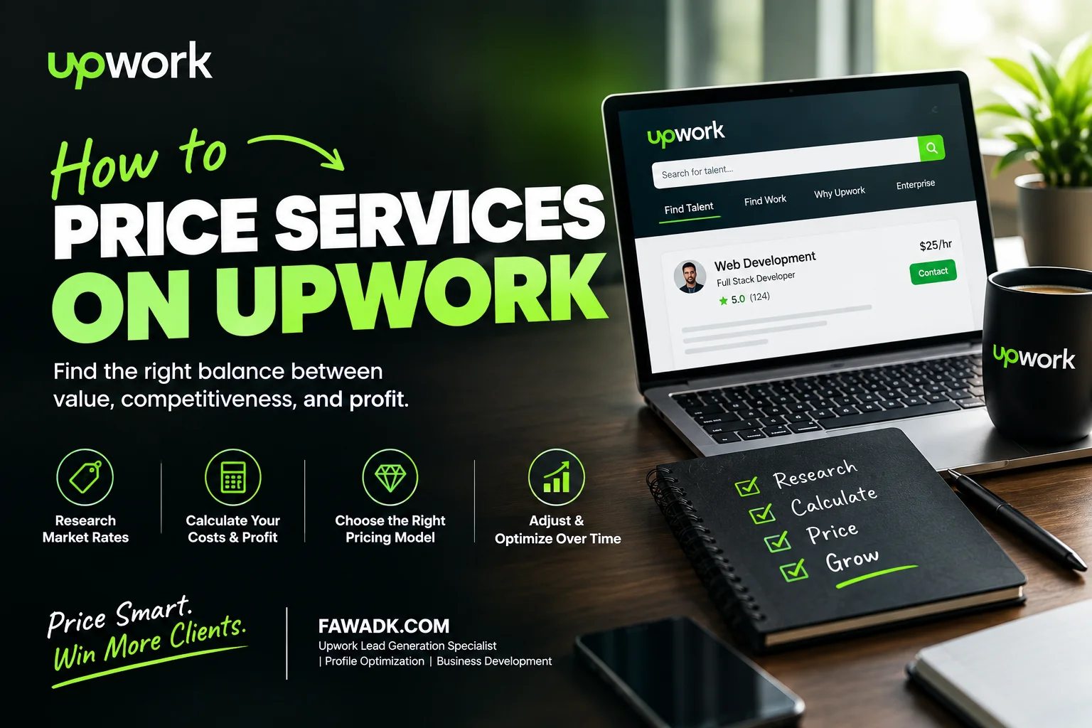 How to price your services on Upwork, rate guide by Fawad Khan, Upwork consultant with 98% JSS